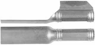 Ramrod pipe, nickel silver, entry pipe with skirt, Golden Age, octagon with ringed ends, for 5/16" ramrod
